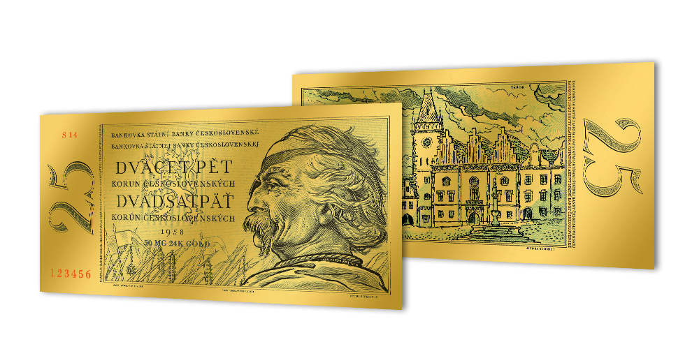 Zlaté československé bankovky - 25 Kčs