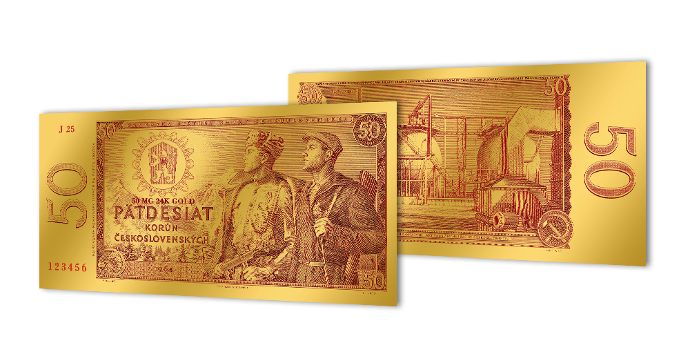 Zlaté československé bankovky - 50 Kčs