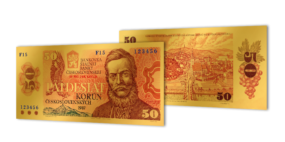 Zlaté československé bankovky - 50 Kčs
