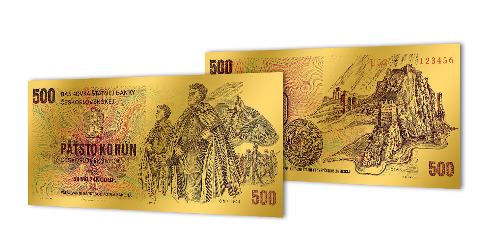 Zlaté československé bankovky - 500 Kčs