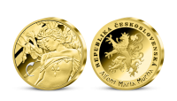 Alfons Mucha - sada pamětních medailí zušlechtěných ryzím zlatem - Kosatec