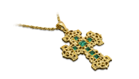 Kříž se zelenými Swarovski krystaly 