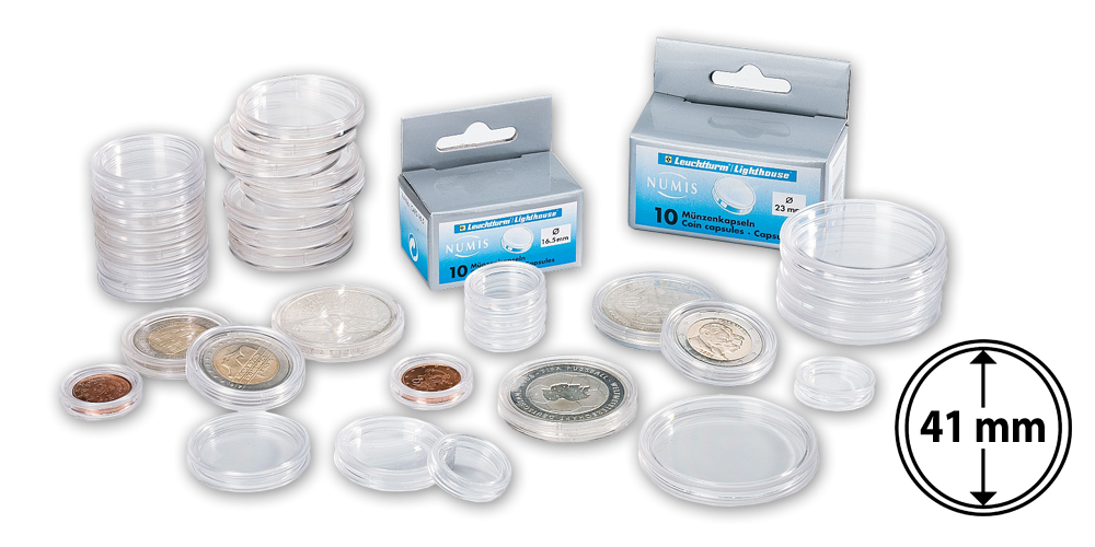 Mincovní kapsle CAPS s vnitřním průměrem 41 mm, 10 kusů Mincovní kapsle CAPS s vnitřním průměrem 41 mm, 10 kusů