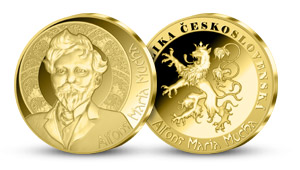 Pamětní medaile Alfons Mucha z ryzího zlata