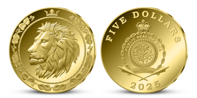 Lev na minci z ryzího zlata 