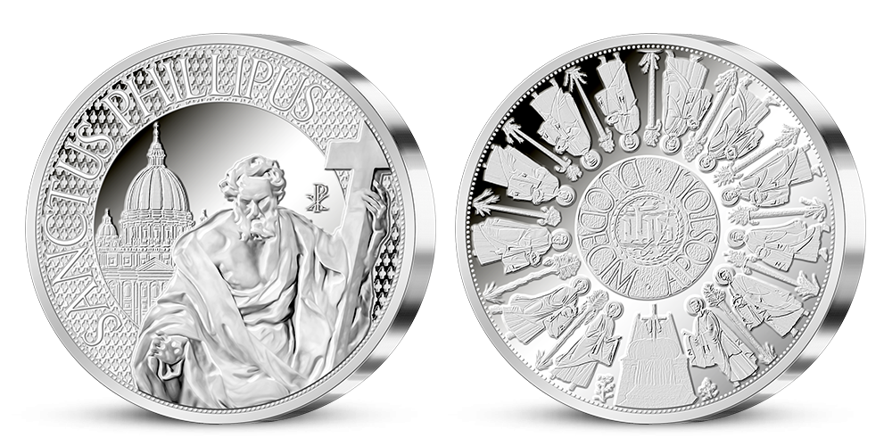 Apoštol Filip na pamětní medaili z ryzího stříbra 999/1000