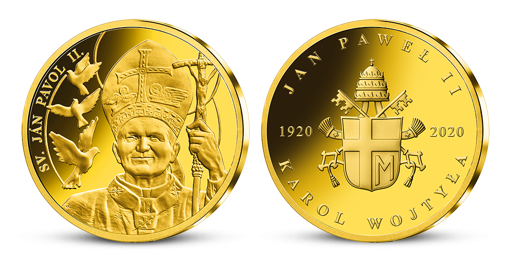 Pamětní medaile papeže Jana Pavla II. zušlechtěná ryzím zlatem 999/1000 Pamětní medaile papeže Jana Pavla II. zušlechtěná ryzím zlatem 999/1000