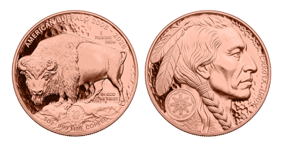 Měděná mince k 20. výročí American Buffalo