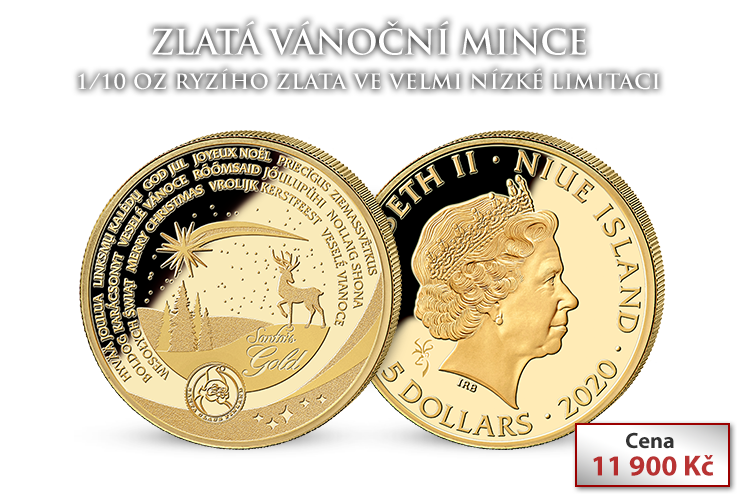 Vánoční mince v 1/10 oz ryzího zlata