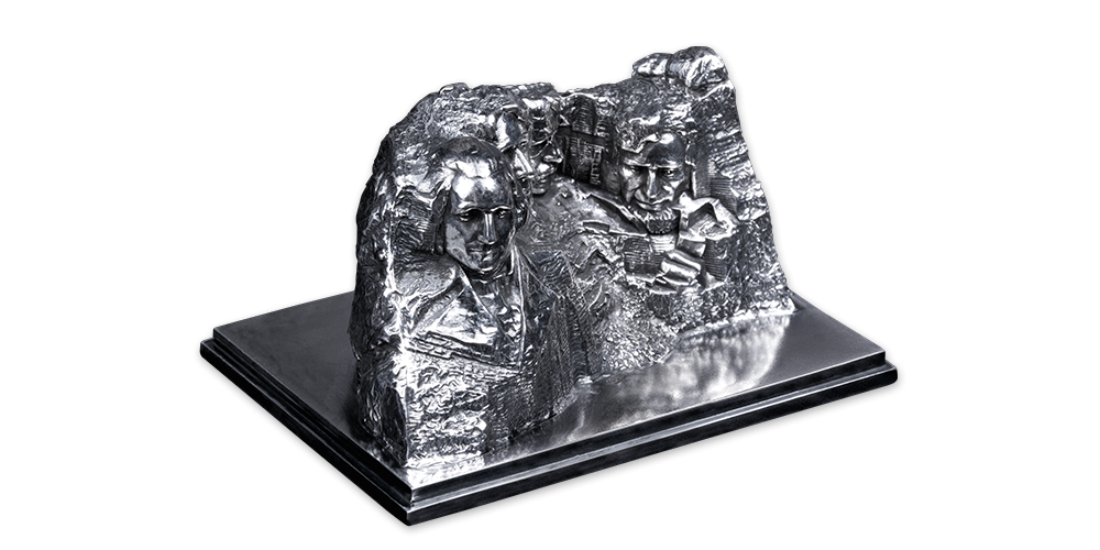 Stříbrná mince Mount Rushmore s 3D reliéfem