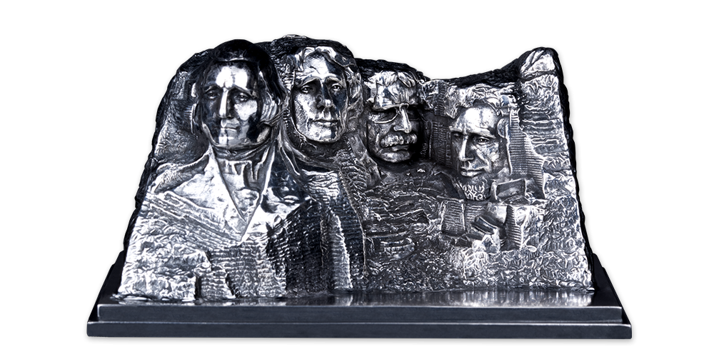 Stříbrná mince Mount Rushmore s 3D reliéfem