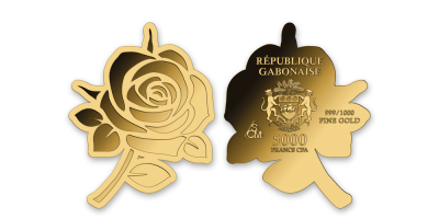 Mince ve tvaru růže	v ryzím zlatě 999/1000 