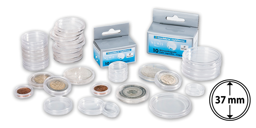 Mincovní kapsle CAPS s vnitřním průměrem 37 mm Mincovní kapsle CAPS s vnitřním průměrem 37 mm