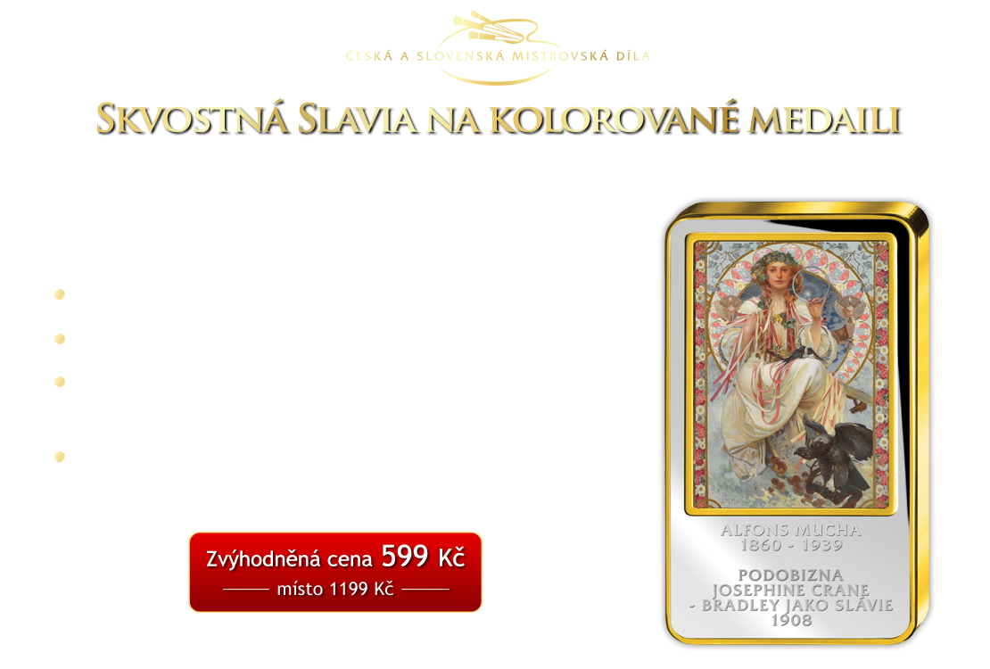 Skvostná Slavia od Alfonse Muchy na unikátní medaili