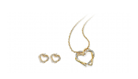 Pozlacený náhrdelník ve tvaru dvojitého srdce s krystaly Swarovski 