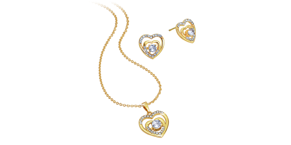 Pozlacený náhrdelník ve tvaru srdce s krystaly Swarovski 