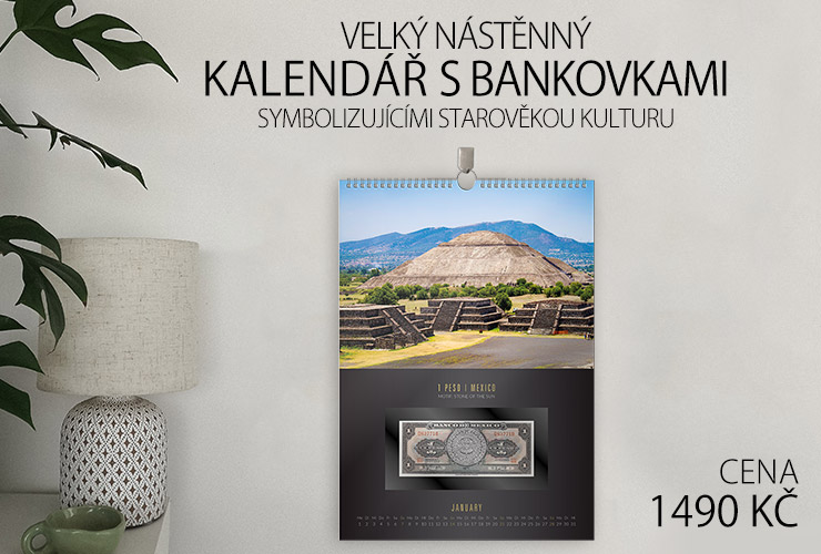 Velký nástěnný kalendář 2024 plný bankovek