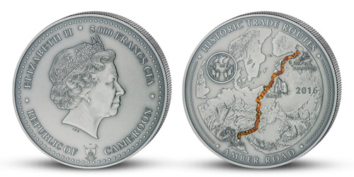 Jantarová stezka na stříbrné minci