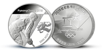 Oficiální mince Pyeongchang 2018 - Lední hokej