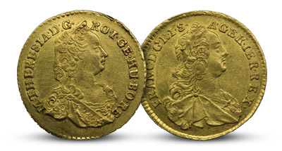 Zlaté dukáty Marie Terezie a Františka Lotrinského