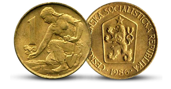 Legendární československá koruna - originál mince zušlechtěný vzácným rhodiem a ryzím zlatem