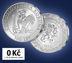100. výročí československé koruny - medaile ZDARMA