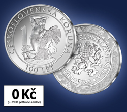 100. výročí československé koruny - medaile ZDARMA 100. výročí československé koruny - medaile ZDARMA