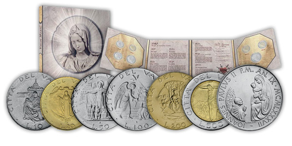 Sada 7 originálních mincí z Vatikánu