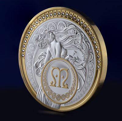 Stříbrná medaile Alfons Mucha - Tanec s krystaly Swarovski