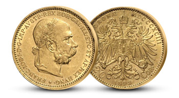 Originální zlatá mince František Josef I.