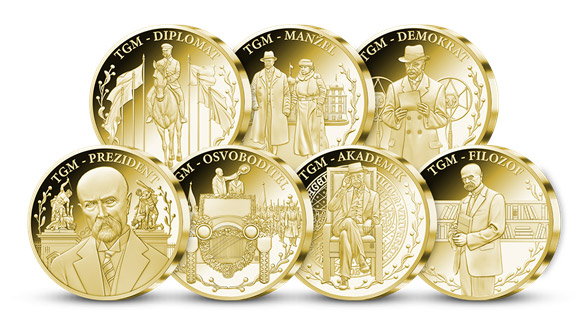 Život Masaryka - kolekce pamětních medailí zušlechtěných ryzím zlatem