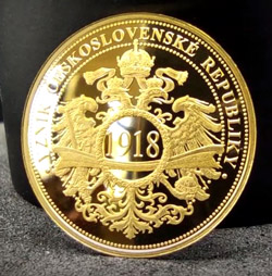 Vznik Československa - pamětní medaile z ryzího zlata
