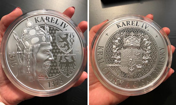 Karel IV. - 1 kg medaile  ryzío stříbra