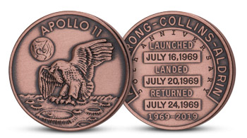 Apollo 11 pamětní medaile k 50. výročí přístání na Měsíci
