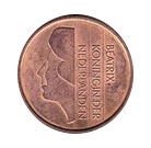 Nizozemský pěticent vyobrazující Beatrix Nizozemskou