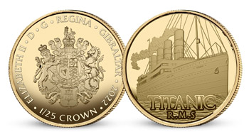 Titanic na minci z ryzího zlata 999/1000!