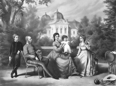 František Josef I. se Sisi a jejich dětmi