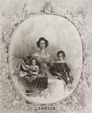 Ludovika s dětmi Ludvíkem, Helenou a novorozenou Alžbětou