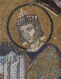 Portrét Konstantina Velikého na mozaice v chrámu Hagia Sofia