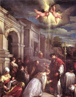 Svatý Valentýn křtí sv. Lucillu