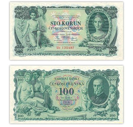 Československá 100 Kčs bankovka z roku 1931