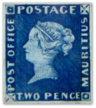 Známka Modrý Mauricius Známka Modrý Mauricius