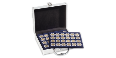 Numismatický kufr CARGO S stříbrný + 6x plato na 144 mincí