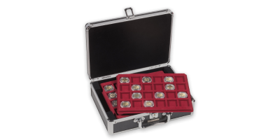 Numismatický kufr CARGO S černý + 6x plato na 144 mincí