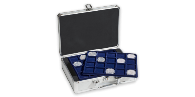 Numismatický kufr CARGO S stříbrný + 6x plato na 120 mincí