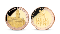 Pamětní medaile Bouzov zušlechtěná růžovým a žlutým zlatem 