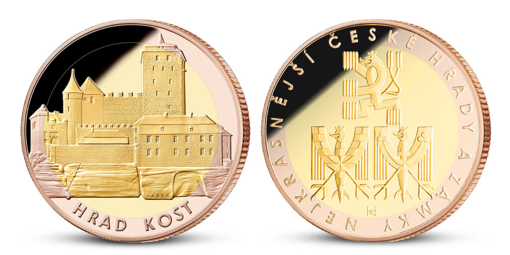 Pamětní medaile Kost zušlechtěná růžovým a žlutým zlatem Pamětní medaile Kost zušlechtěná růžovým a žlutým zlatem