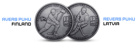 Oficiální pamětní medaile IIHF v pravém puku zůšlechtěné ryzím stříbrem