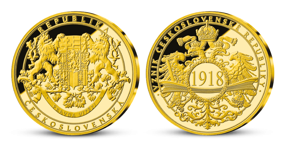 Pamětní medaile Vznik Československa z ryzího zlata