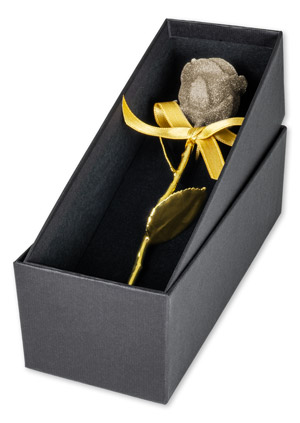 Pozlacená čajová růže s diamantovým prachem Champagne